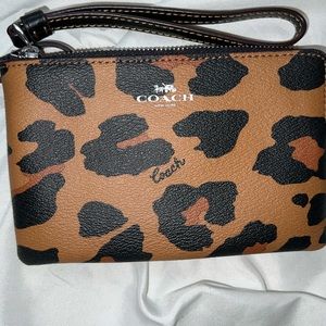 Coach cheetah print wristlet
